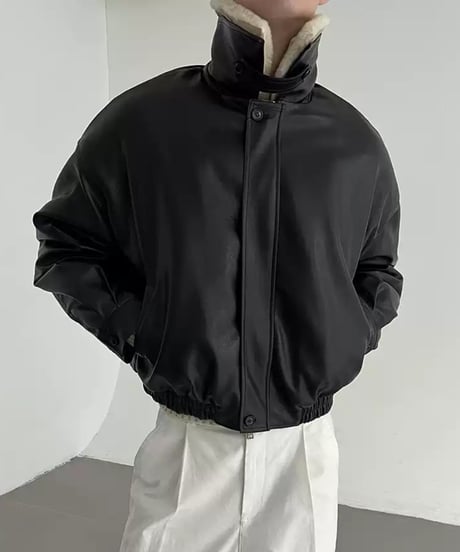 シープボアカラー フェイクレザージャケット