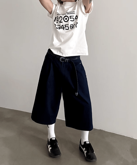 ワイドシルエット バギーハーフパンツ