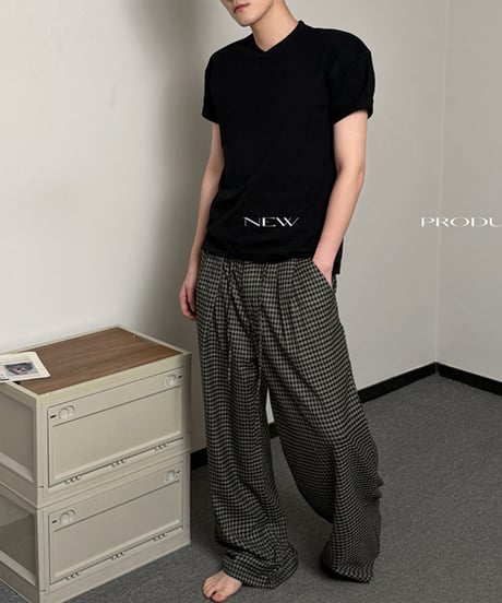 ルーズリラックス チェック ワイドパンツ / 2color