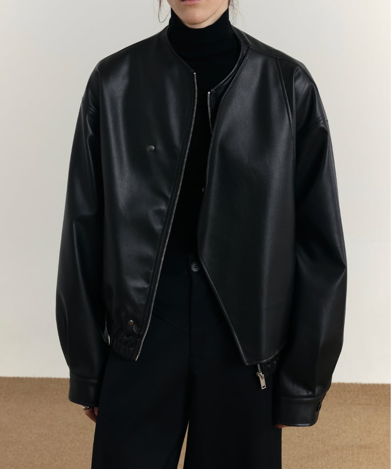 オーバーラップデザイン レザージャケット | ness.