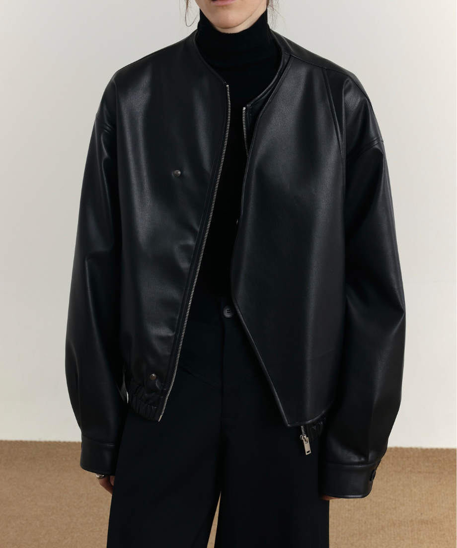 オーバーラップデザイン レザージャケット | ness.