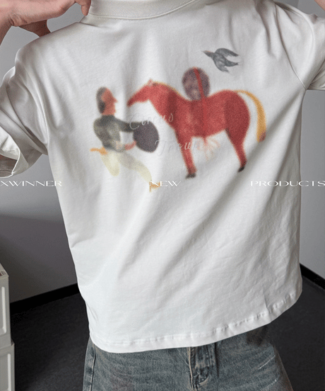 レトロアートグラフィック ルーズ半袖Tシャツ / 3color