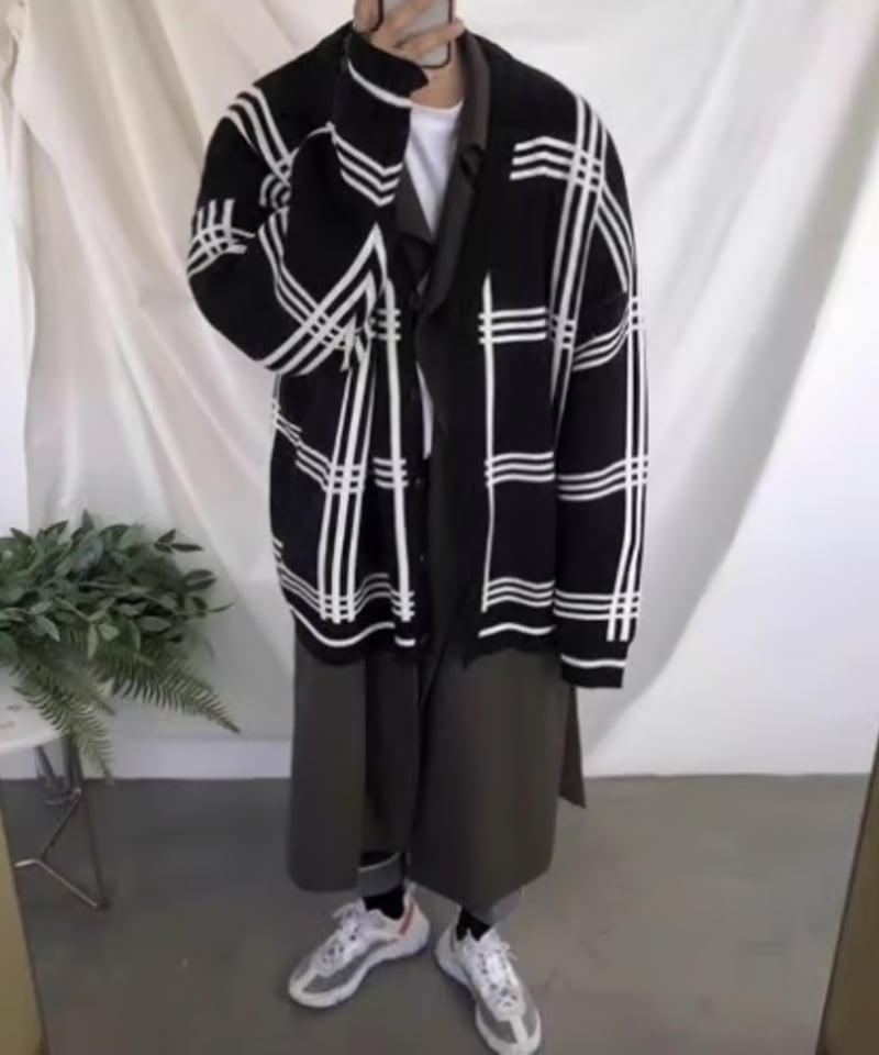 再入荷】チェックパターン オーバーサイズカーディガン / 3color