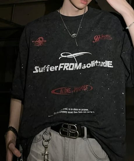 ペイント レトロプリントTシャツ