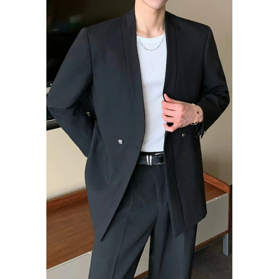PERGATELLO 90s セットアップダブルボタン黒ブラックモード PERGATELLO 90s セットアップダブルボタン黒ブラックモード