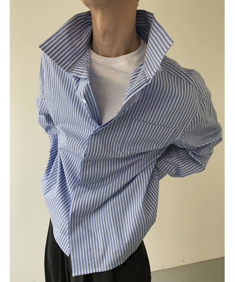 ストライプ バンドカラーシャツ | ness.