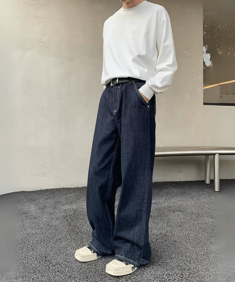 ダークインディゴ ワイドデニムパンツ | ness.