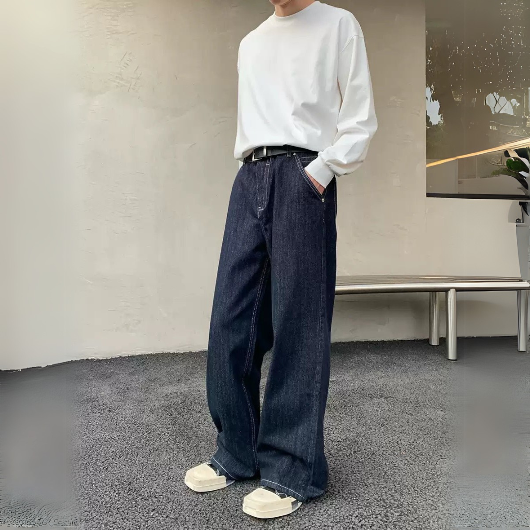 ダークインディゴ ワイドデニムパンツ | ness.