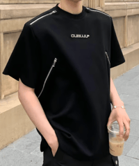 メタルロゴ ジップディテールTシャツ / 4color