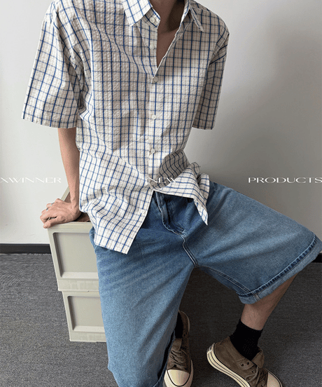 ルーズタック ワイドデニムハーフパンツ