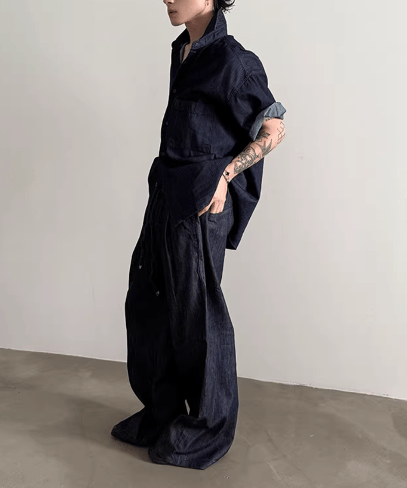 NORIMID ノーリミッド ブラック ダークデニム ワイドパンツ Mサイズ NORIMID ノーリミッド ブラック ダークデニム ワイドパンツ M