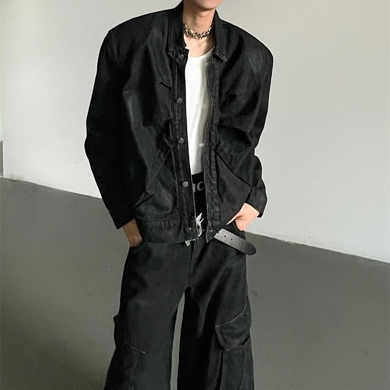 美品　OVER SIZEデニムジャケット　ブラック ユニセックス) オーバーフィットデニムジャケット