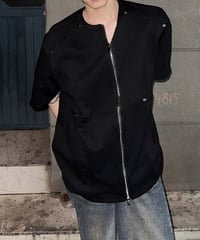 スタッズショルダー ジップアップカットソー / 3color