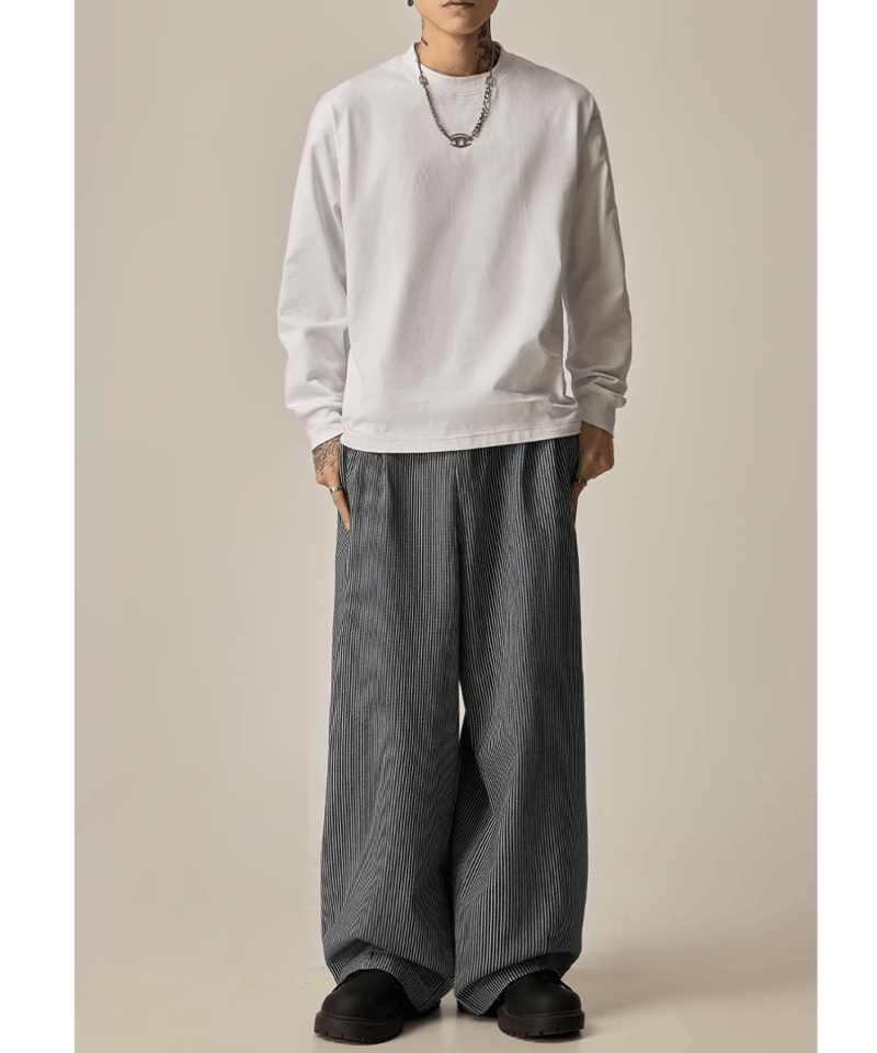 ヒッコリーストライプ ワイドトラウザー / 2color | ness.