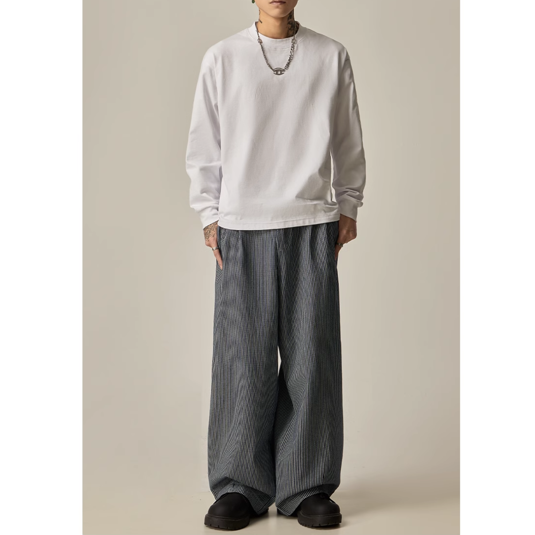ヒッコリーストライプ ワイドトラウザー / 2color | ness.