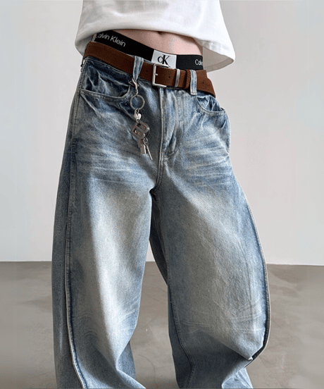 ヴィンテージウォッシュ ワイドデニムパンツ