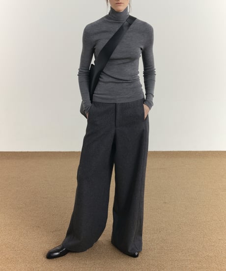 ウールブレンド センタープレス ワイドスラックス