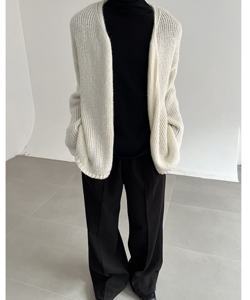 ミドルゲージ リラックスフィット Vネックニットカーディガン / 3color