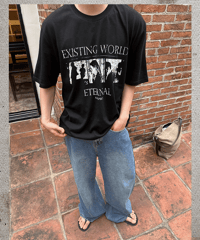 グラフィックプリント オーバーサイズ コットン 半袖Tシャツ / 2color