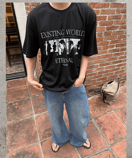 グラフィックプリント オーバーサイズ コットン 半袖Tシャツ / 2color