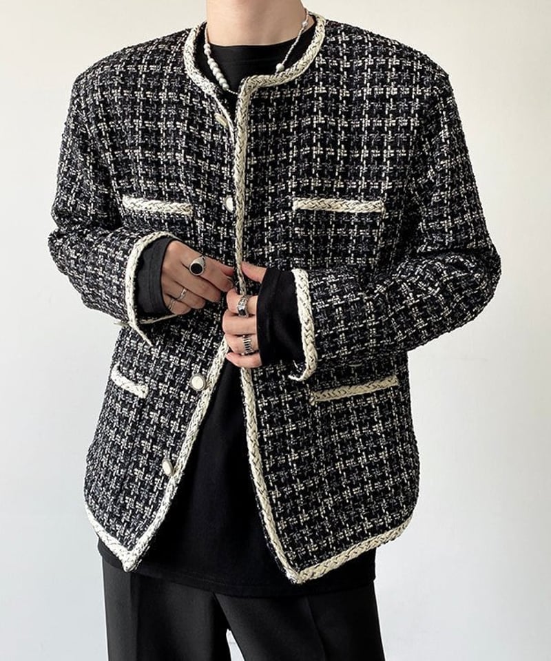 ノーカラー ツイードジャケット | ness.