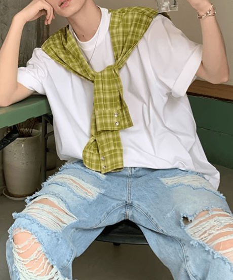 フェイク チェックシャツTEE / 2color