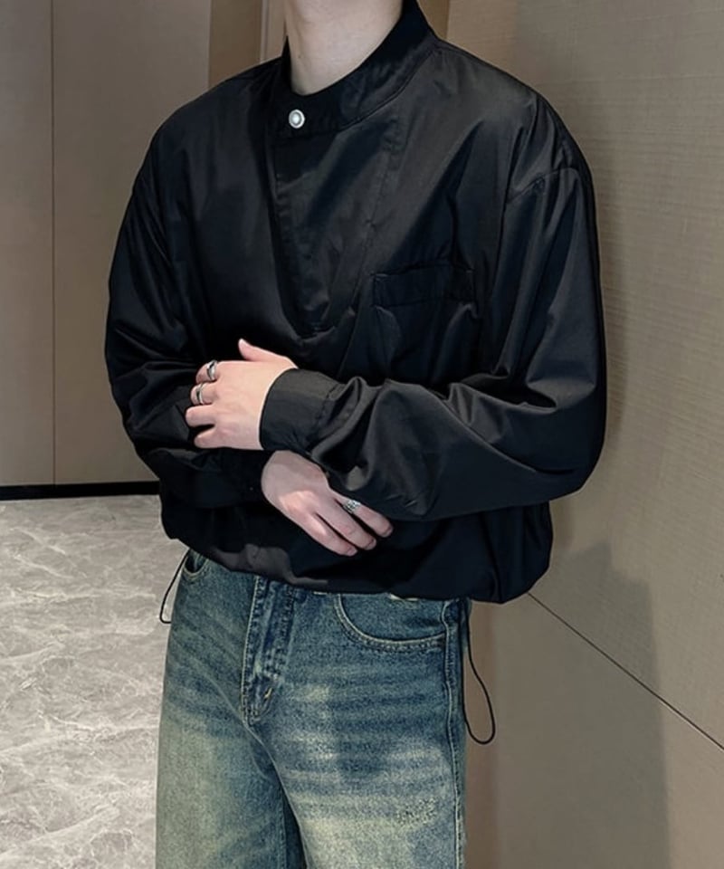 ISSEY MIYAKE スタンドカラー プルオーバーシャツ コットン 綿 長袖 スタンドカラー プルオーバーシャツ / 2color | ness.