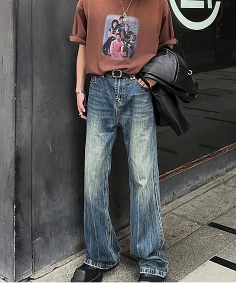 ヴィンテージ加工 フレア デニムパンツ