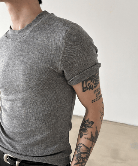 ウールブレンドタイトフィットハーフスリーブTシャツ / 3color