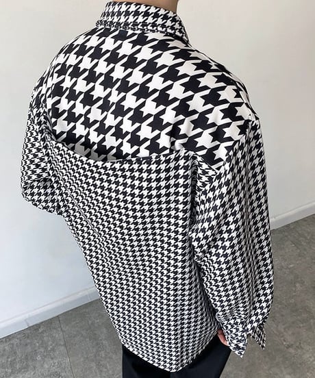 モノクロ 千鳥格子シャツ