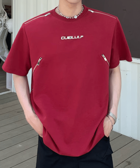 メタルロゴ ジップディテールTシャツ / 4color