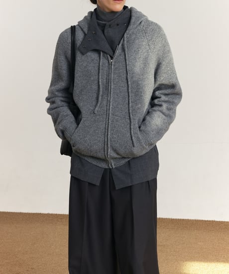 ウールブレンド ジップアップフーディー