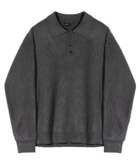 ルーズフィット ポロニットプルオーバー / 2color