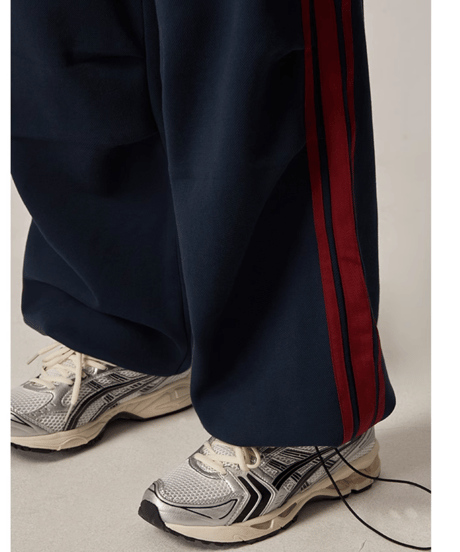 ストライプライン スウエットワイドパンツ/ 2color