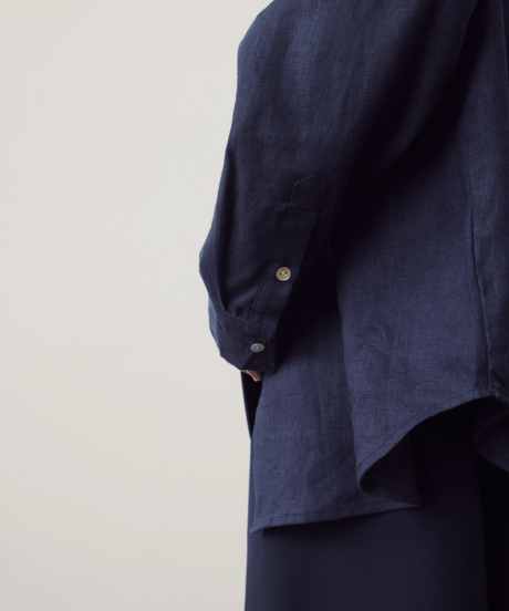リネンブレンド オーバーサイズ ビッグシルエット 長袖シャツ / 2color