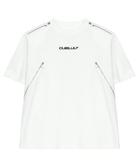 メタルロゴ ジップディテールTシャツ / 4color