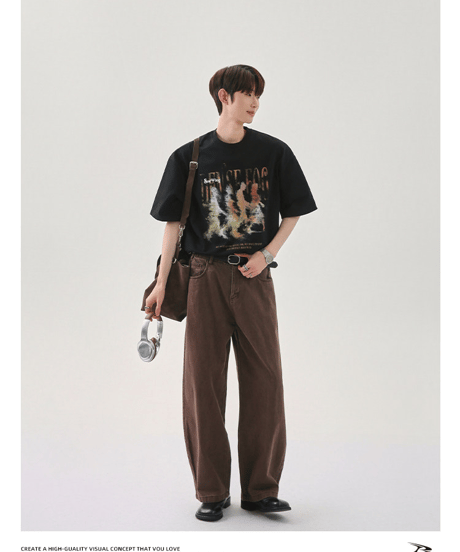 オーバーサイズ グラフィックプリント 半袖 Tシャツ  / 4color