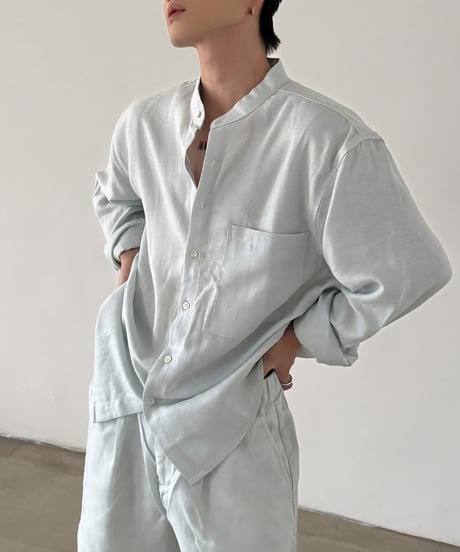リネンブレンドルーズシャツ＆ハーフパンツセットアップ / 2color