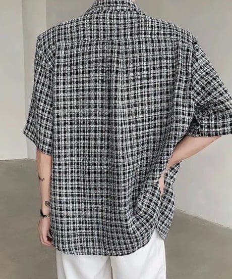 ルーズシルエット ツイードシャツ