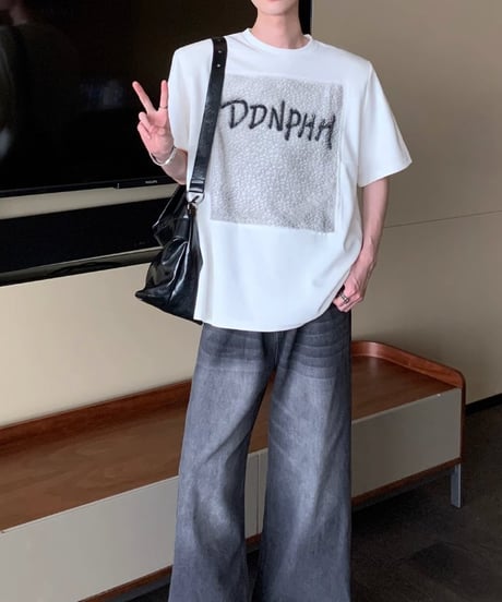フロントデザイン ショルダーパッドTシャツ / 2color