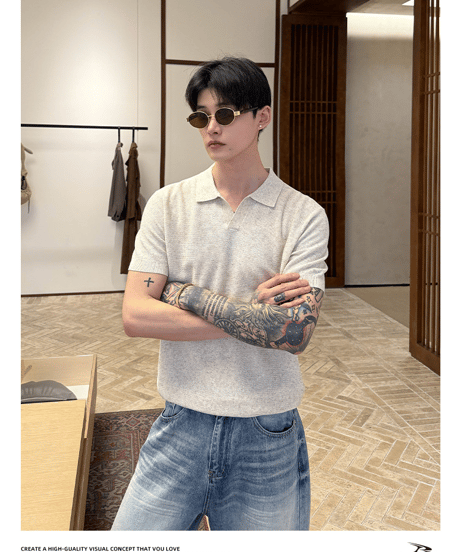 サマーニット スキッパー 半袖 ポロシャツ / 3color