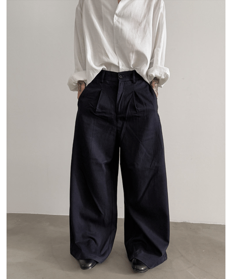 シルクブレンド ワイドタックパンツ / 2colors