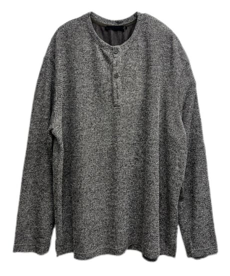 ワッフル編み ヘンリーネック ロングスリーブカットソー / 3color