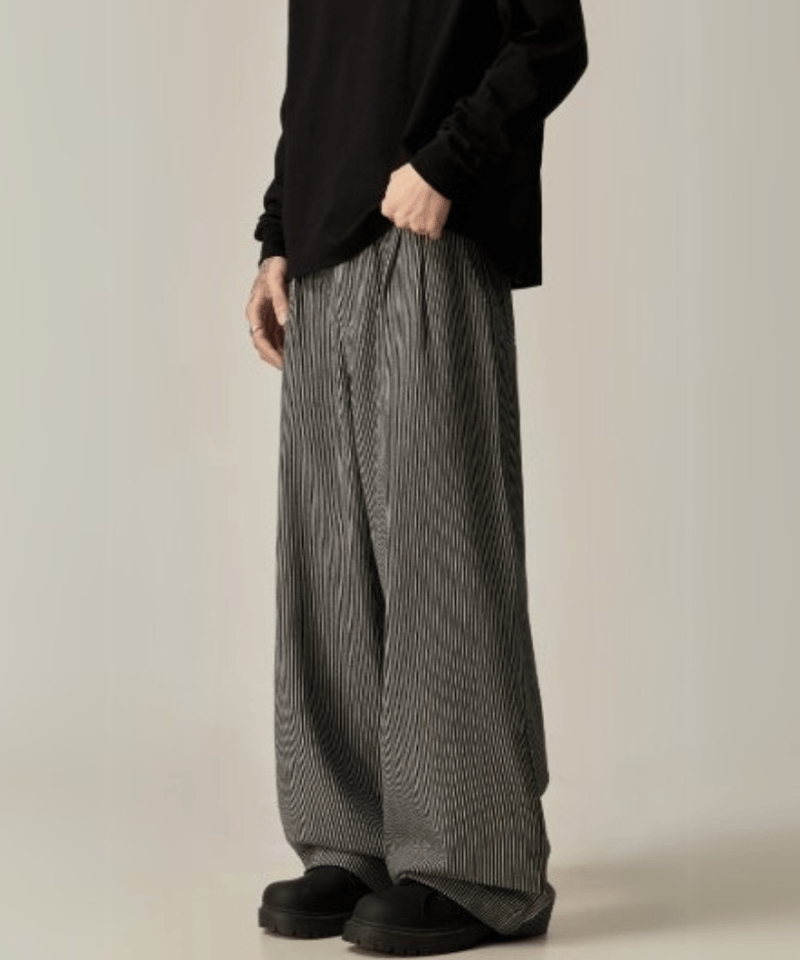 ヒッコリーストライプ ワイドトラウザー / 2color | ness.
