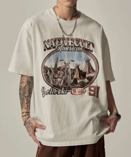 ネイティブバイク グラフィックTシャツ / 2colors