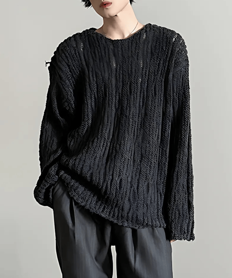 kaval ワイドシルエット　ウール100%ニット ローゲージワイドシルエット ニットプルオーバー / 2colors | ness.