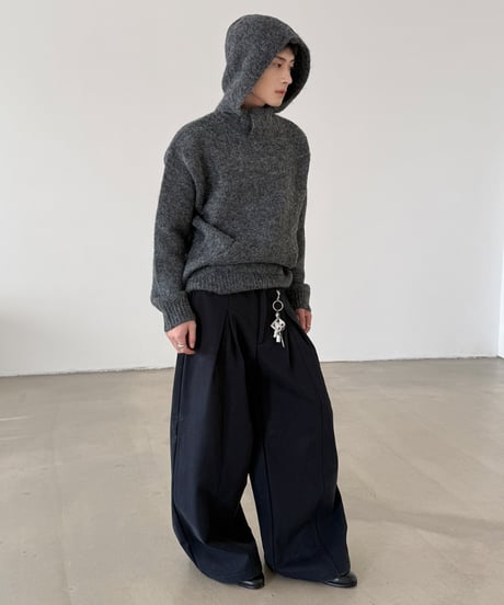ウールブレンド フーデッドニットプルオーバー / 2colors