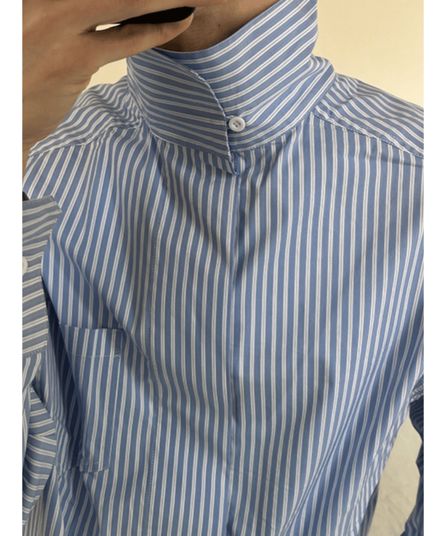 ストライプ バンドカラーシャツ | ness.