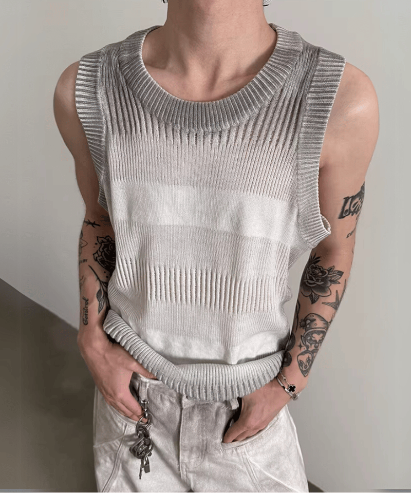 ヒステリックグラマー☆サマーニットタンクトップ⬜︎ノースリーブ⬜︎レインボー⬜︎90s ヒステリックグラマー☆サマーニットタンクトップ⬜︎ノースリーブ