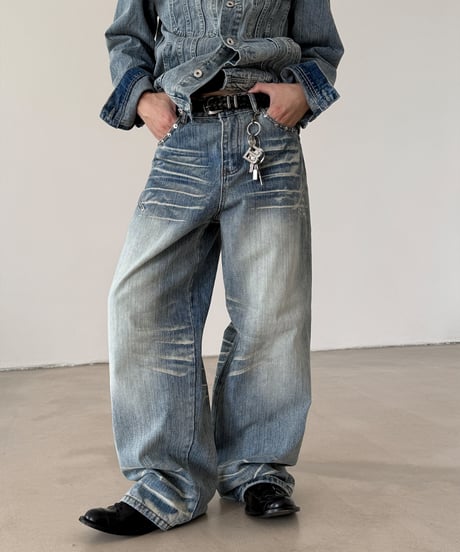 アーキテクチュラル フェード ワイドデニムパンツ